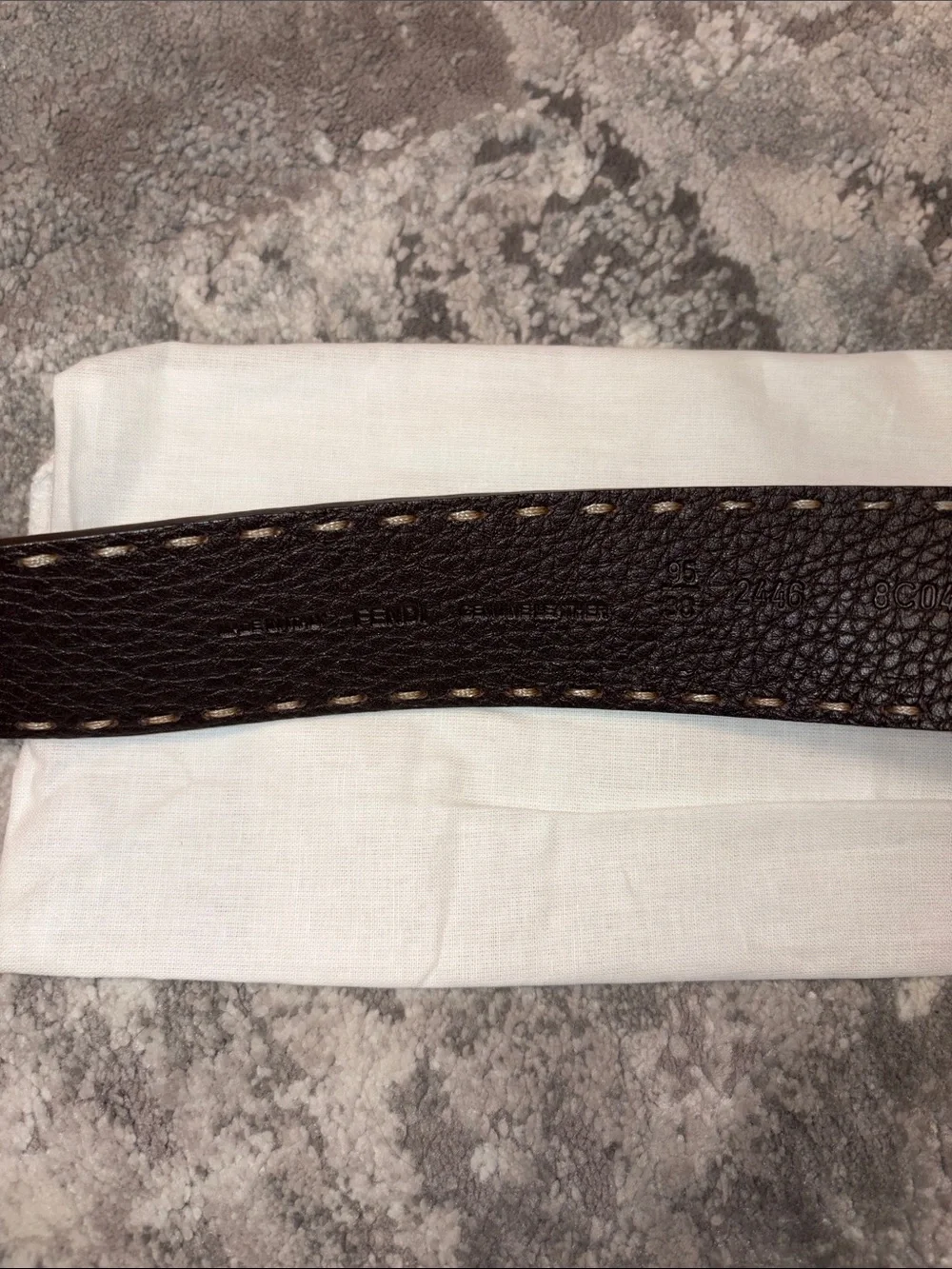 Fendi Black Leather Belt with Gold Engraved Horse Buckle